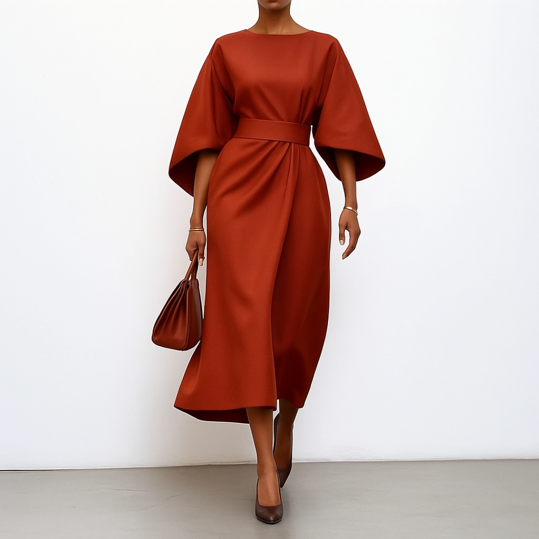 Eldra | Satin Batwing Sleeve Maxi Dress