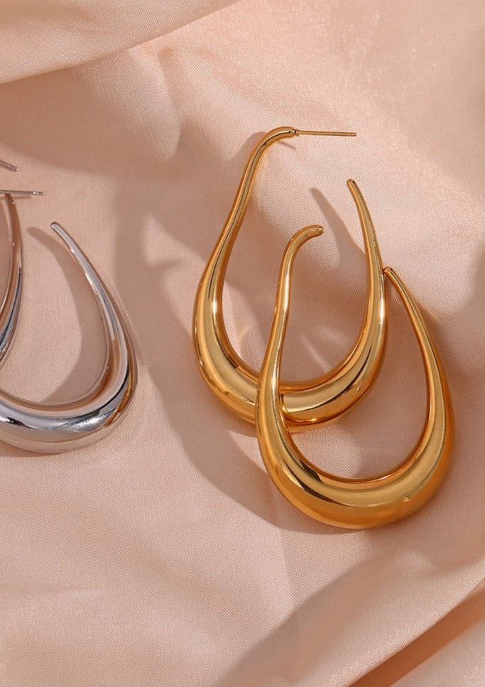 Evelyn - Drop Hoop Earrings