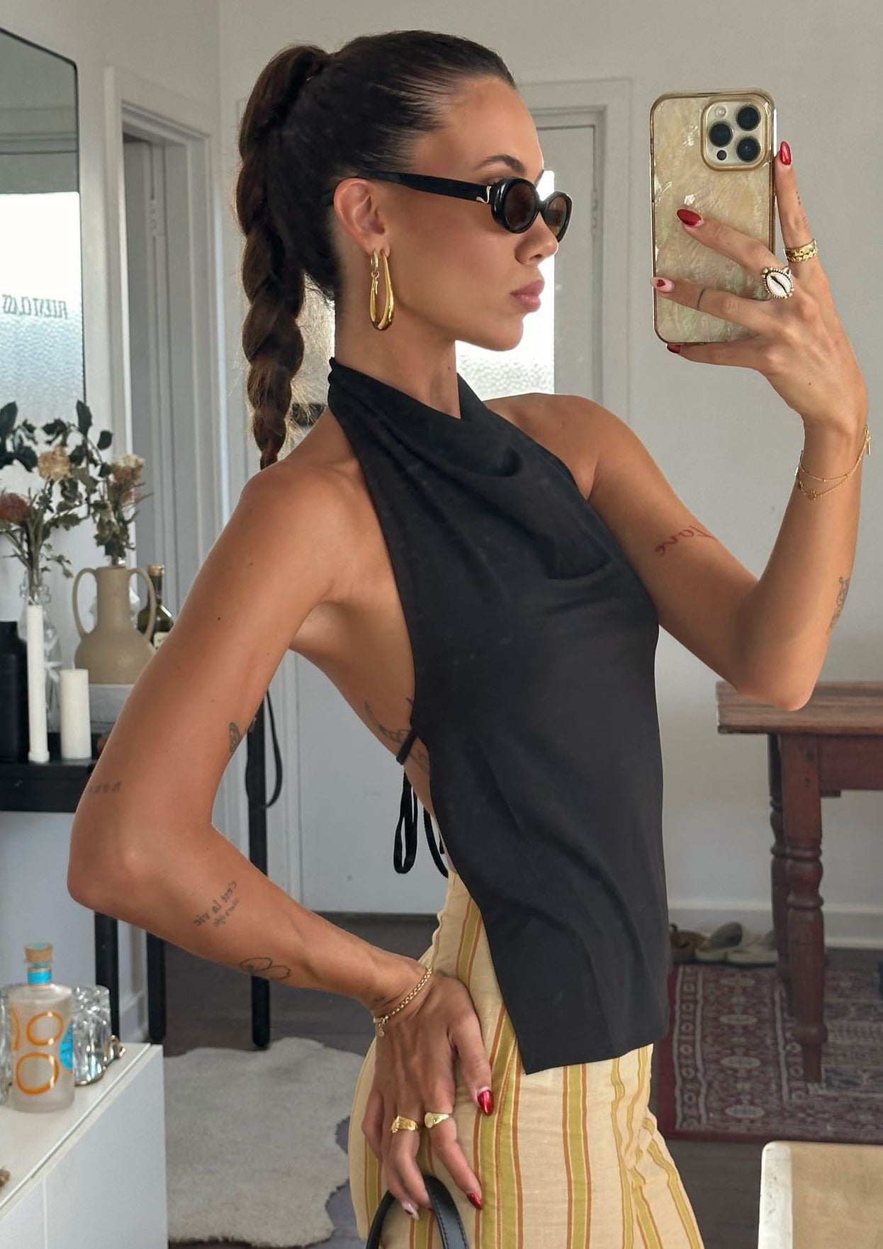 Evelyn - Drop Hoop Earrings