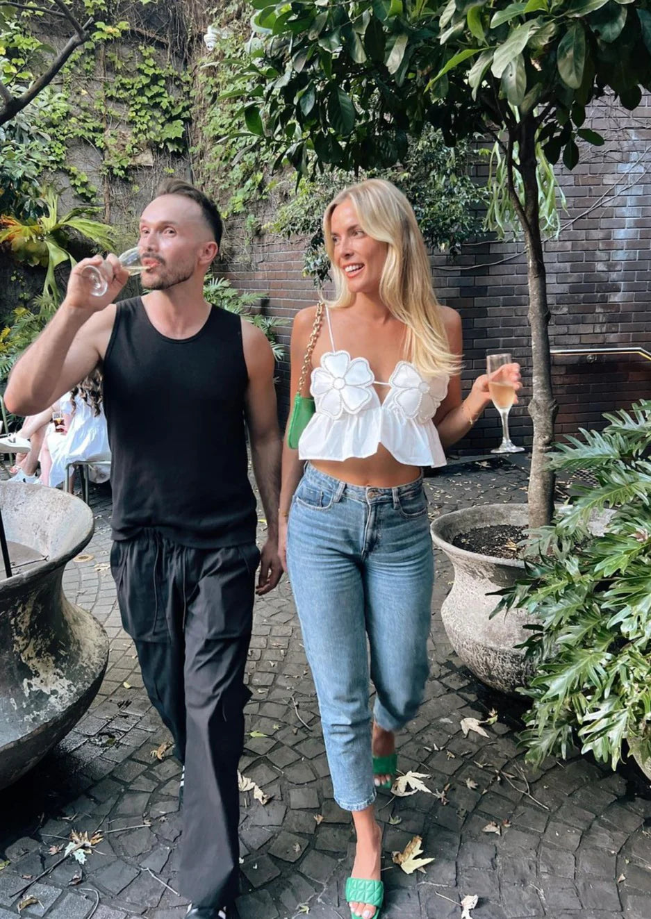 Kalista - Rhinestone Studded Crop Top