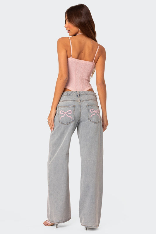 Celeste - Bow-Tie Loose Fit Jeans