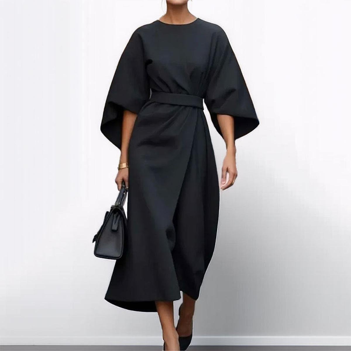 Eldra | Satin Batwing Sleeve Maxi Dress