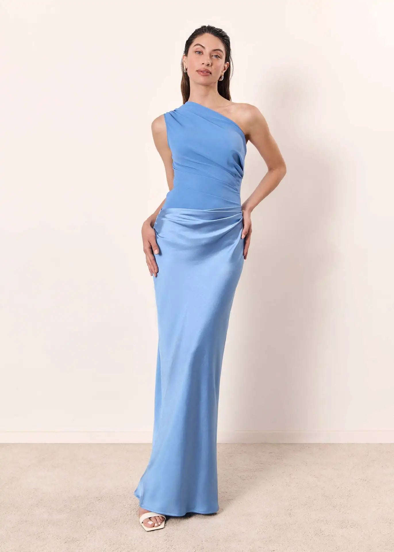 Sophia | One-Shoulder Satin Maxi Dress