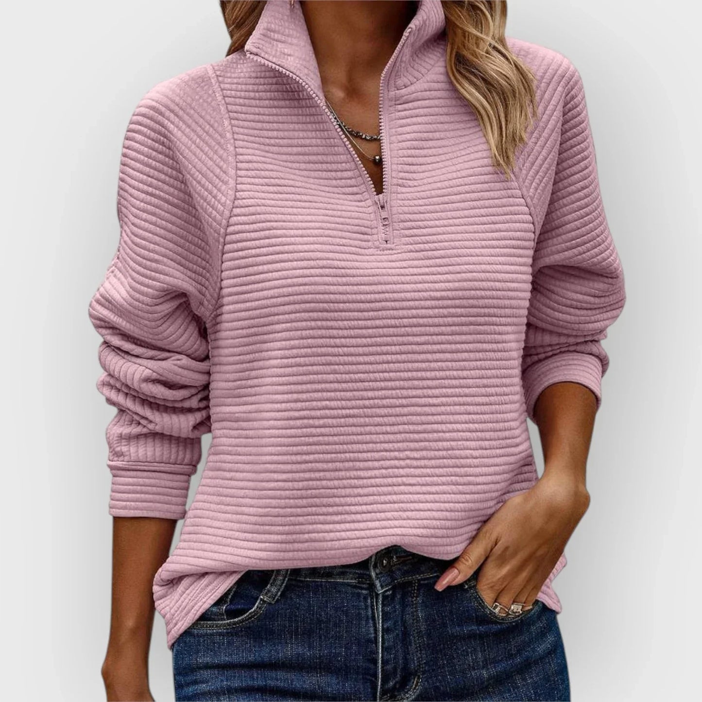 Olivia | Sweter Half-Zip – Miękki, Ciepły, Oversize