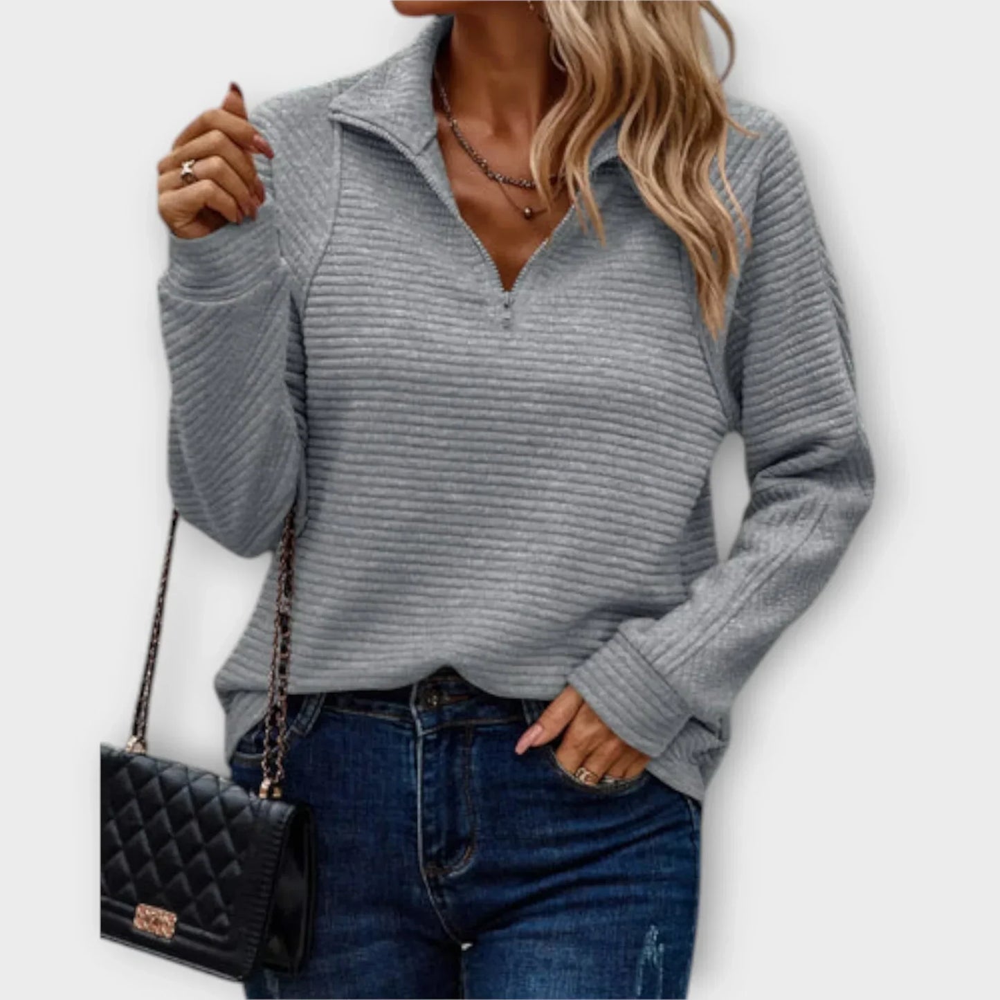 Olivia | Sweter Half-Zip – Miękki, Ciepły, Oversize